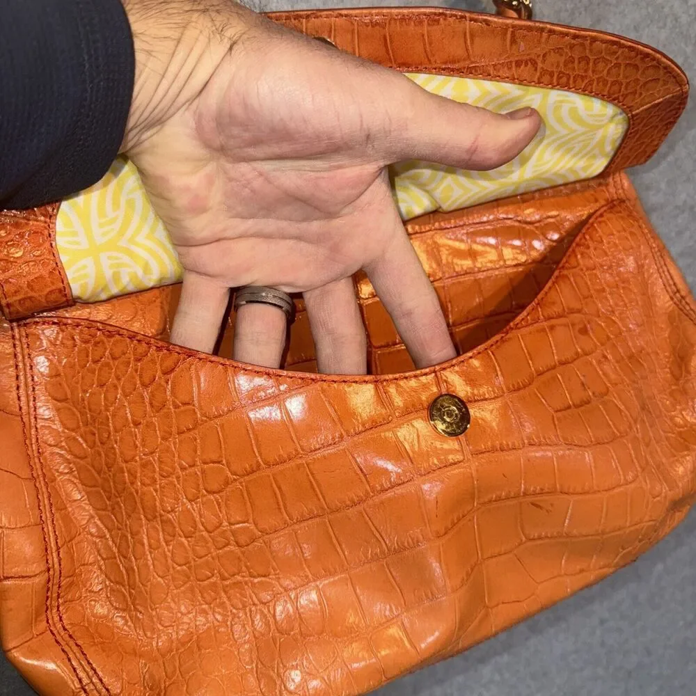 Antonio Melani Crocodile Embossed Leather‎ Shoulder Bag Vintage